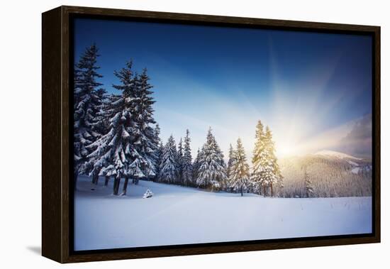 Majestic Sunset in the Winter Mountains Landscape. HDR Image-Leonid Tit-Framed Premier Image Canvas