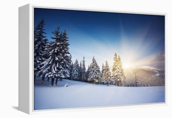 Majestic Sunset in the Winter Mountains Landscape. HDR Image-Leonid Tit-Framed Premier Image Canvas