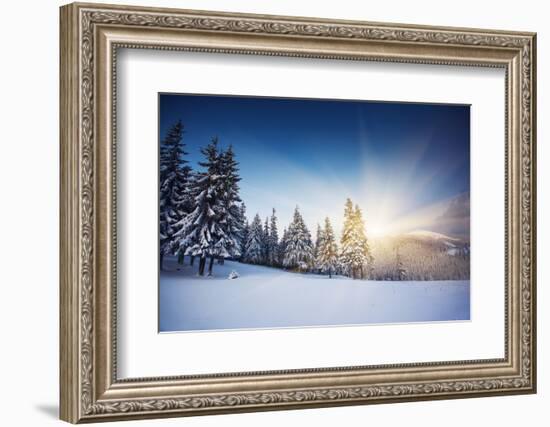 Majestic Sunset in the Winter Mountains Landscape. HDR Image-Leonid Tit-Framed Photographic Print