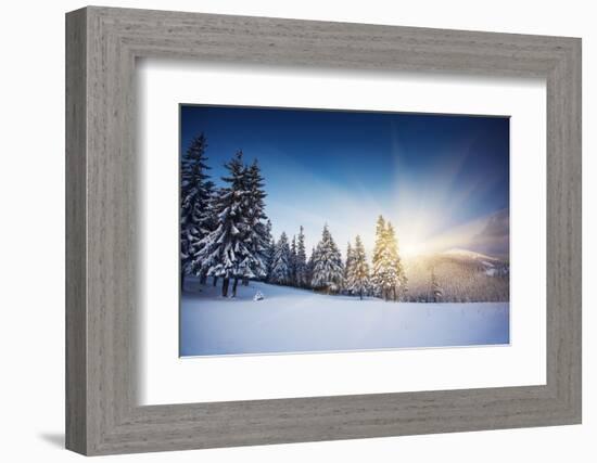 Majestic Sunset in the Winter Mountains Landscape. HDR Image-Leonid Tit-Framed Photographic Print