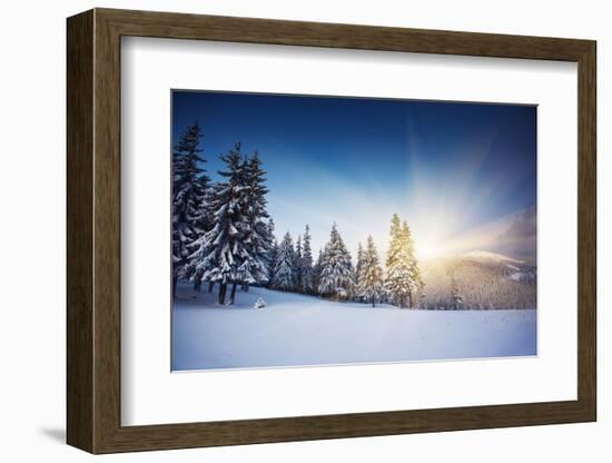 Majestic Sunset in the Winter Mountains Landscape. HDR Image-Leonid Tit-Framed Photographic Print