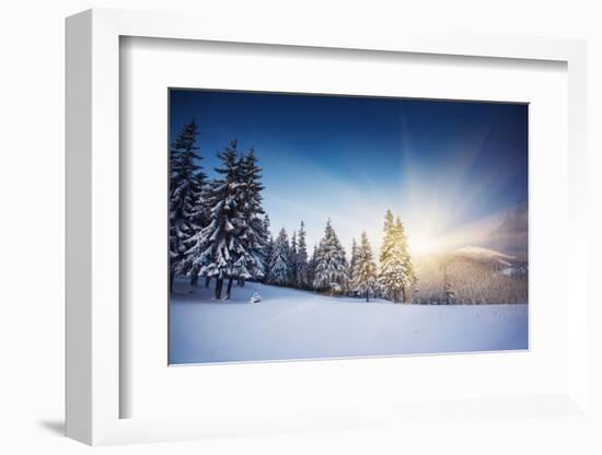 Majestic Sunset in the Winter Mountains Landscape. HDR Image-Leonid Tit-Framed Photographic Print