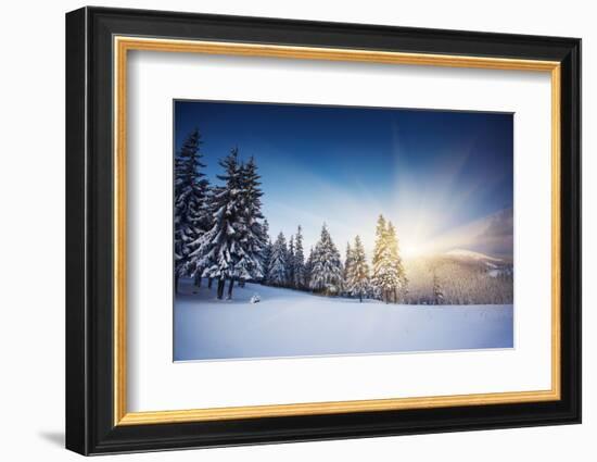 Majestic Sunset in the Winter Mountains Landscape. HDR Image-Leonid Tit-Framed Photographic Print