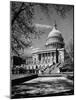 Majestic View of US Capitol Building Framed by Budding Branches of Cherry Trees on a Beautiful Day-Andreas Feininger-Mounted Photographic Print