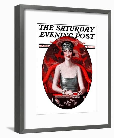 "Majong," Saturday Evening Post Cover, January 5, 1924-Henry Soulen-Framed Giclee Print