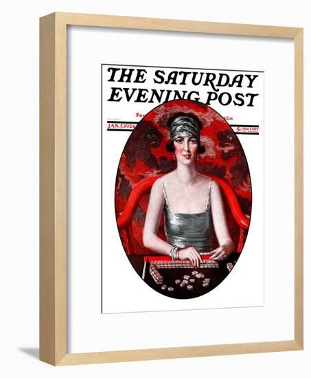 "Majong," Saturday Evening Post Cover, January 5, 1924-Henry Soulen-Framed Giclee Print