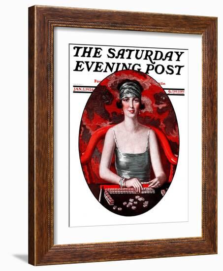 "Majong," Saturday Evening Post Cover, January 5, 1924-Henry Soulen-Framed Giclee Print