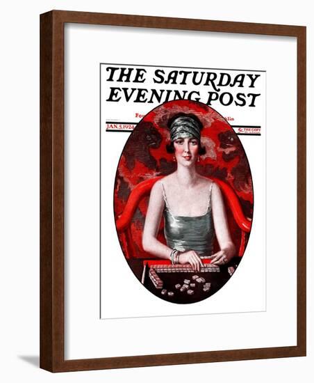 "Majong," Saturday Evening Post Cover, January 5, 1924-Henry Soulen-Framed Giclee Print