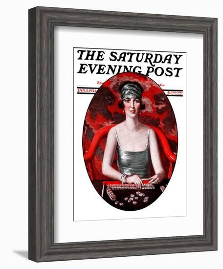 "Majong," Saturday Evening Post Cover, January 5, 1924-Henry Soulen-Framed Giclee Print