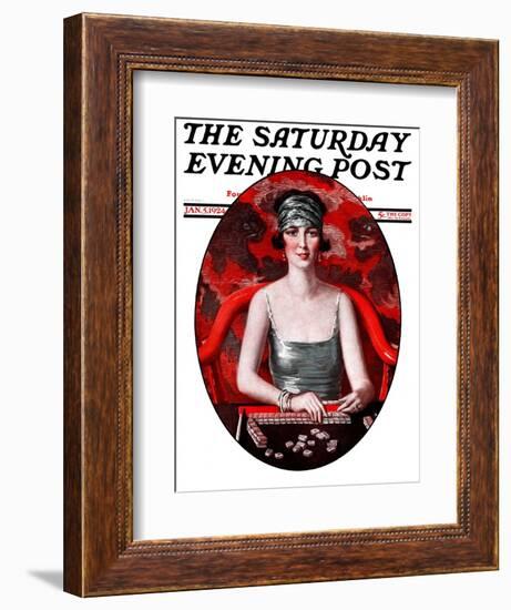 "Majong," Saturday Evening Post Cover, January 5, 1924-Henry Soulen-Framed Giclee Print