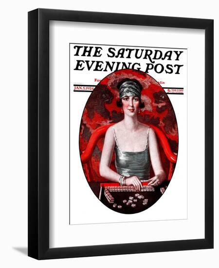 "Majong," Saturday Evening Post Cover, January 5, 1924-Henry Soulen-Framed Giclee Print