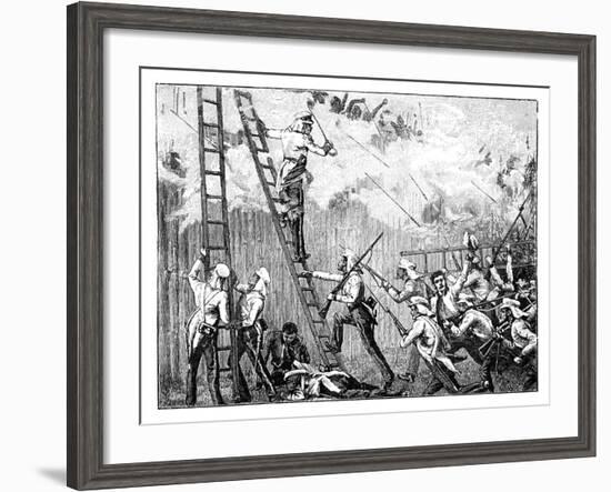 Major Fraser's Storming Party Carrying the Stockade in Front of Rangoon, 19th Century-null-Framed Giclee Print