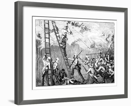 Major Fraser's Storming Party Carrying the Stockade in Front of Rangoon, 19th Century-null-Framed Giclee Print