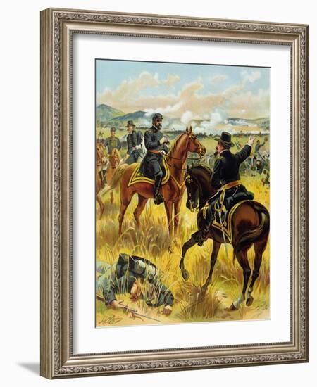 Major General George Meade at the Battle of Gettysburg on July 2nd 1863, 1900-Henry Alexander Ogden-Framed Giclee Print