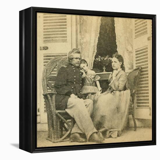 Major General Ord with His Wife and Child, at the Mansion Formerly Occupied by Jefferson Davis, Ric-Mathew Brady-Framed Premier Image Canvas