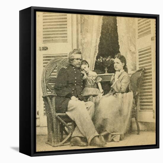 Major General Ord with His Wife and Child, at the Mansion Formerly Occupied by Jefferson Davis, Ric-Mathew Brady-Framed Premier Image Canvas