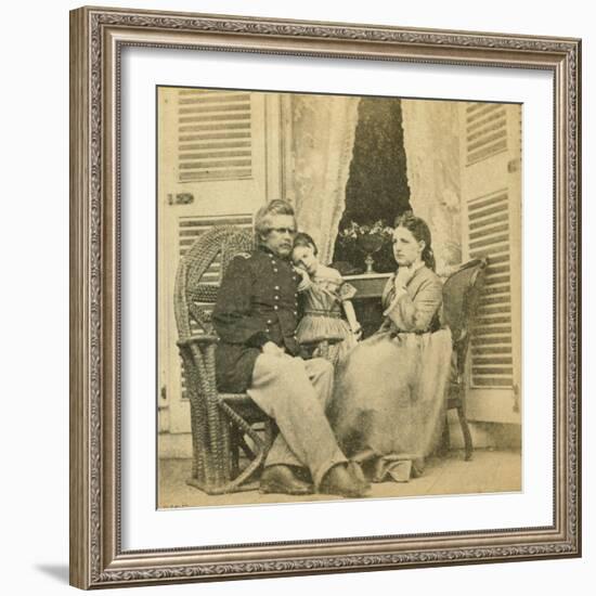 Major General Ord with His Wife and Child, at the Mansion Formerly Occupied by Jefferson Davis, Ric-Mathew Brady-Framed Giclee Print