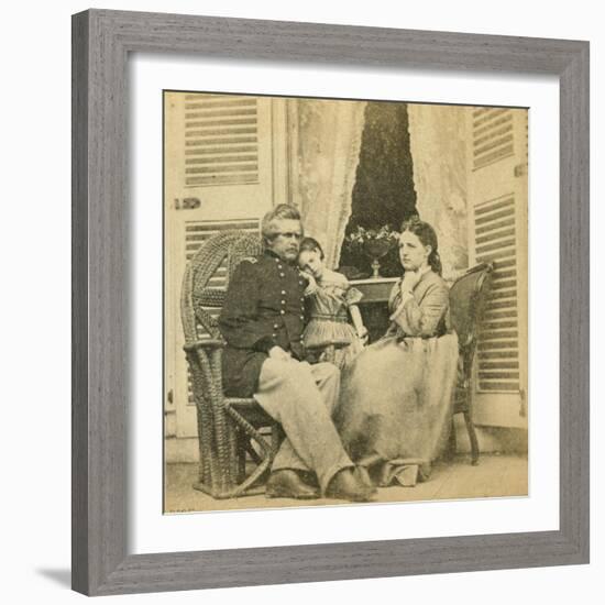 Major General Ord with His Wife and Child, at the Mansion Formerly Occupied by Jefferson Davis, Ric-Mathew Brady-Framed Giclee Print