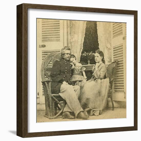 Major General Ord with His Wife and Child, at the Mansion Formerly Occupied by Jefferson Davis, Ric-Mathew Brady-Framed Giclee Print