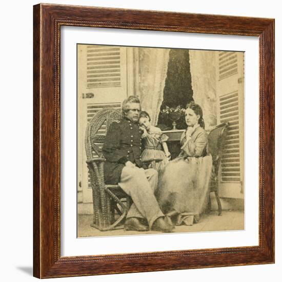 Major General Ord with His Wife and Child, at the Mansion Formerly Occupied by Jefferson Davis, Ric-Mathew Brady-Framed Giclee Print