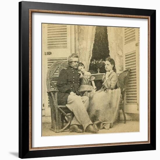 Major General Ord with His Wife and Child, at the Mansion Formerly Occupied by Jefferson Davis, Ric-Mathew Brady-Framed Giclee Print