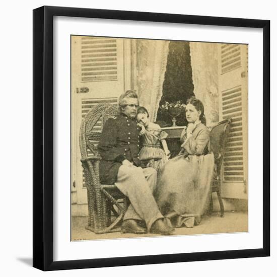 Major General Ord with His Wife and Child, at the Mansion Formerly Occupied by Jefferson Davis, Ric-Mathew Brady-Framed Giclee Print