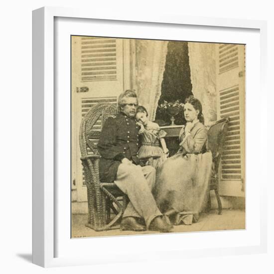 Major General Ord with His Wife and Child, at the Mansion Formerly Occupied by Jefferson Davis, Ric-Mathew Brady-Framed Giclee Print