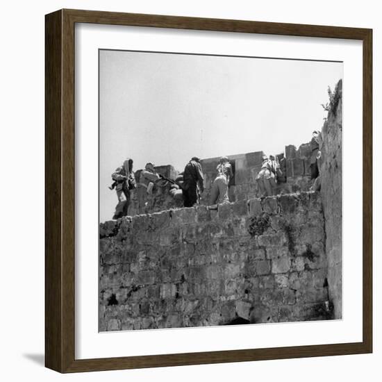 Major John Bagot Glubb's Arab Legionnaires Fight from Walls of Jerusalem, in War with Israel-null-Framed Photographic Print