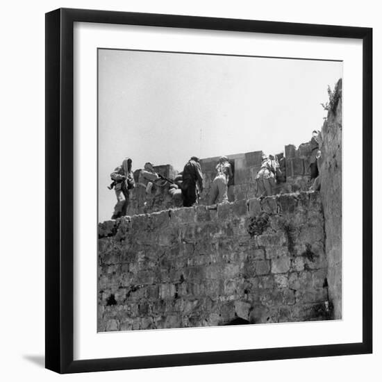 Major John Bagot Glubb's Arab Legionnaires Fight from Walls of Jerusalem, in War with Israel-null-Framed Photographic Print