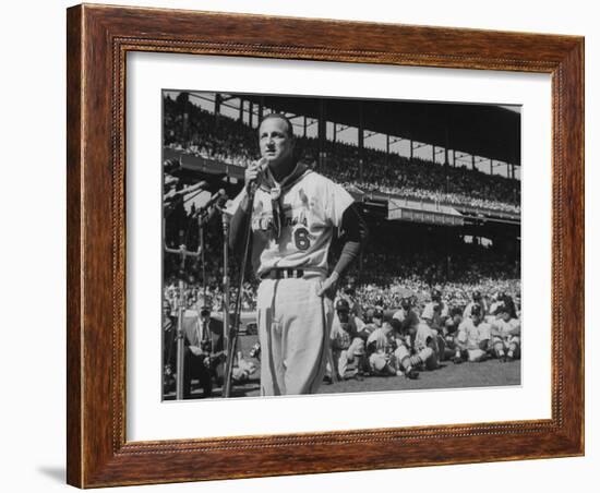 Major League Baseball Player, Stan Musial, Announcing His Retirement from Baseball-null-Framed Premium Photographic Print