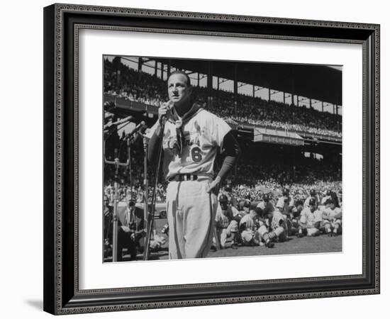 Major League Baseball Player, Stan Musial, Announcing His Retirement from Baseball-null-Framed Premium Photographic Print