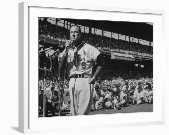 Major League Baseball Player, Stan Musial, Announcing His Retirement from Baseball-null-Framed Premium Photographic Print