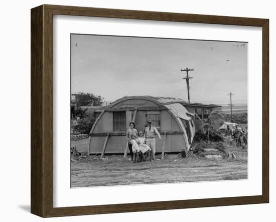 Major Sidney Shelley and His Family Living in a "Typhoonized" Quonset Hut-Carl Mydans-Framed Photographic Print