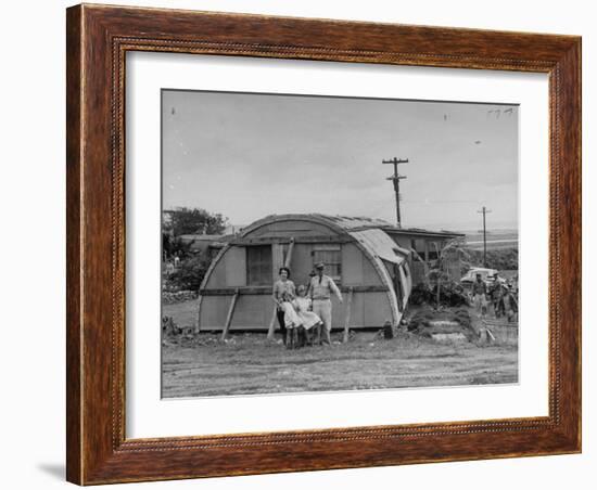 Major Sidney Shelley and His Family Living in a "Typhoonized" Quonset Hut-Carl Mydans-Framed Photographic Print