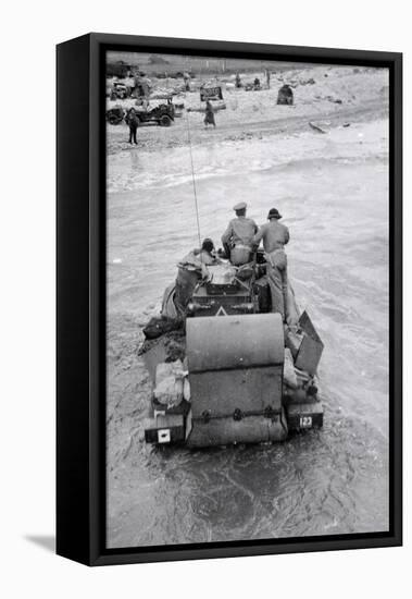 Major Woods of the Oc 'A' Squadron and His Tank Wading Ashore on to King Beach-null-Framed Premier Image Canvas