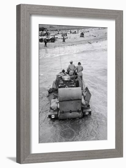 Major Woods of the Oc 'A' Squadron and His Tank Wading Ashore on to King Beach-null-Framed Photographic Print