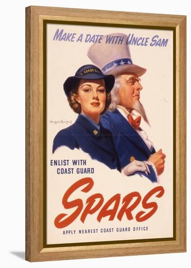 Make a Date with Uncle Sam. Enlist with Coast Guard Spars, US Coast Guard Women's Reserve Poster-null-Framed Premier Image Canvas