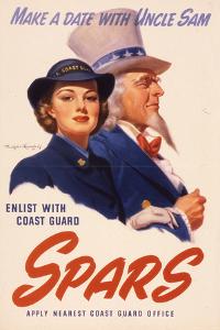 Make a Date with Uncle Sam. Enlist with Coast Guard Spars, US Coast Guard Women's Reserve Poster