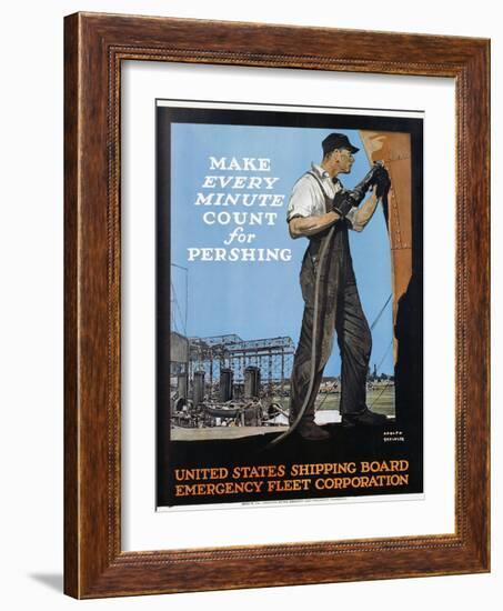 Make Every Minute Count for Pershing - United States Shipping Board Emergency Fleet Corp-Adolf Treidler-Framed Giclee Print