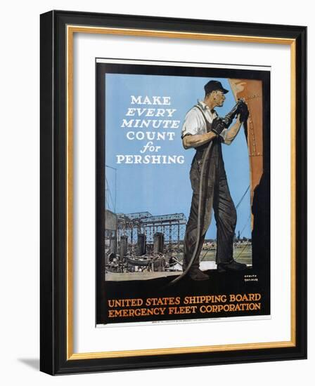 Make Every Minute Count for Pershing - United States Shipping Board Emergency Fleet Corp-Adolf Treidler-Framed Giclee Print