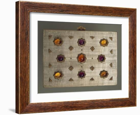 Make-Up Case in Engraved Silver and Gold, Set with Cabochon Cut Topazes and Amethysts-null-Framed Giclee Print
