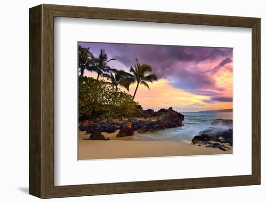 Makena Beach State Park with View towards Molokini Island, Island of Maui, Hawaii, USA-null-Framed Art Print