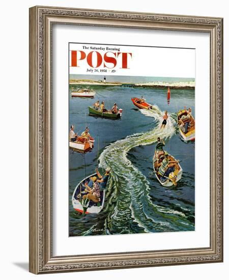 "Making a Wake" Saturday Evening Post Cover, July 26, 1958-Ben Kimberly Prins-Framed Premium Giclee Print