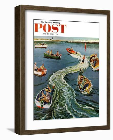 "Making a Wake" Saturday Evening Post Cover, July 26, 1958-Ben Kimberly Prins-Framed Premium Giclee Print