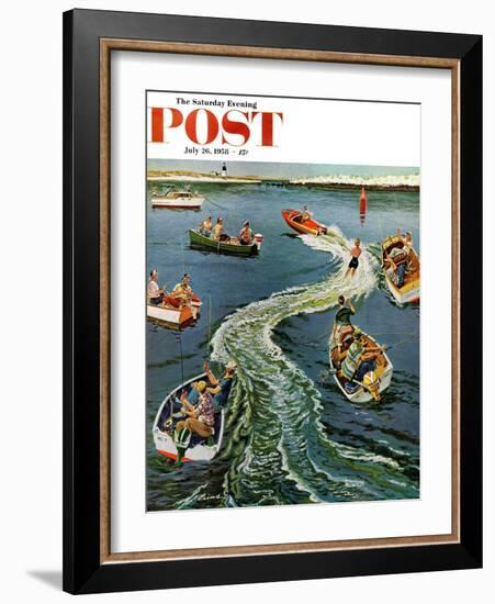 "Making a Wake" Saturday Evening Post Cover, July 26, 1958-Ben Kimberly Prins-Framed Premium Giclee Print