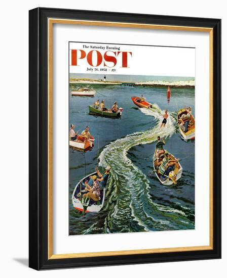 "Making a Wake" Saturday Evening Post Cover, July 26, 1958-Ben Kimberly Prins-Framed Premium Giclee Print