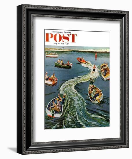 "Making a Wake" Saturday Evening Post Cover, July 26, 1958-Ben Kimberly Prins-Framed Giclee Print