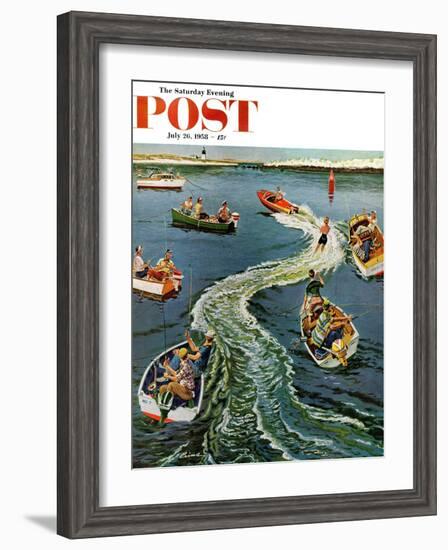 "Making a Wake" Saturday Evening Post Cover, July 26, 1958-Ben Kimberly Prins-Framed Giclee Print