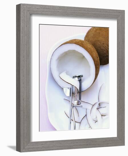 Making Coconut Shavings with a Vegetable Peeler-Nikolai Buroh-Framed Photographic Print