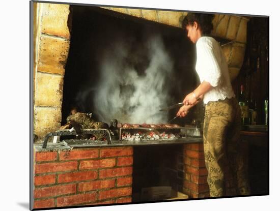 Making Duck Breast on Grill in Auberge Les Vignes, Sauternes, Bordeaux, Gironde, France-Per Karlsson-Mounted Photographic Print